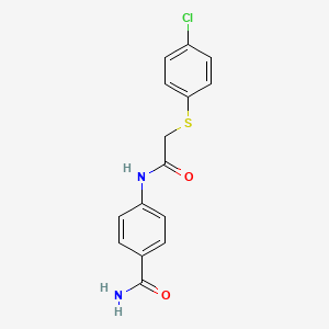 molecular formula C15H13ClN2O2S B4989885 4-({[(4-chlorophenyl)thio]acetyl}amino)benzamide 