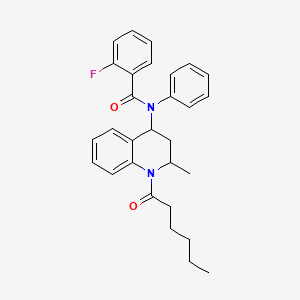 2-fluoro-N-(1-hexanoyl-2-methyl-1,2,3,4-tetrahydro-4-quinolinyl)-N-phenylbenzamide