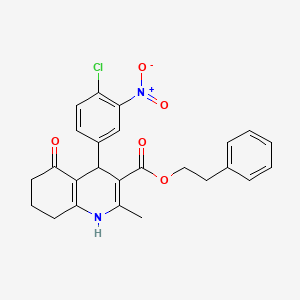 molecular formula C25H23ClN2O5 B4989913 2-phenylethyl 4-(4-chloro-3-nitrophenyl)-2-methyl-5-oxo-1,4,5,6,7,8-hexahydro-3-quinolinecarboxylate 