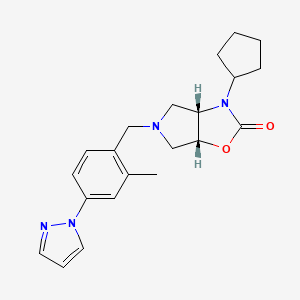 molecular formula C21H26N4O2 B4989922 (3aS*,6aR*)-3-cyclopentyl-5-[2-methyl-4-(1H-pyrazol-1-yl)benzyl]hexahydro-2H-pyrrolo[3,4-d][1,3]oxazol-2-one 