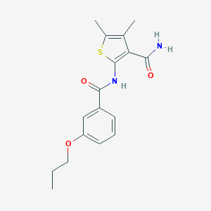 molecular formula C17H20N2O3S B498996 4,5-Dimethyl-2-[(3-propoxybenzoyl)amino]thiophene-3-carboxamide 