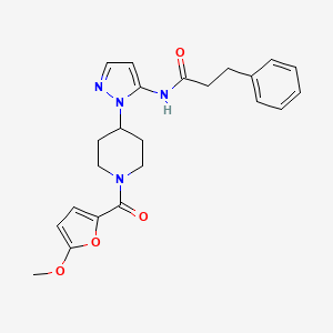 molecular formula C23H26N4O4 B4989976 N-{1-[1-(5-methoxy-2-furoyl)-4-piperidinyl]-1H-pyrazol-5-yl}-3-phenylpropanamide 