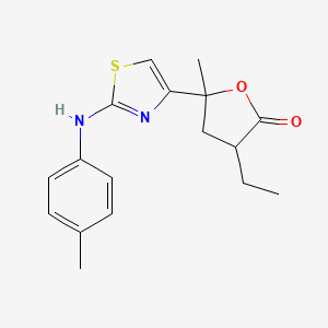 molecular formula C17H20N2O2S B4990015 3-ethyl-5-methyl-5-{2-[(4-methylphenyl)amino]-1,3-thiazol-4-yl}dihydro-2(3H)-furanone 