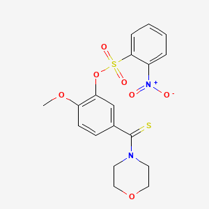 molecular formula C18H18N2O7S2 B4990026 2-methoxy-5-(4-morpholinylcarbonothioyl)phenyl 2-nitrobenzenesulfonate 