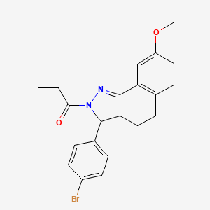 molecular formula C21H21BrN2O2 B4990037 3-(4-bromophenyl)-8-methoxy-2-propionyl-3,3a,4,5-tetrahydro-2H-benzo[g]indazole 
