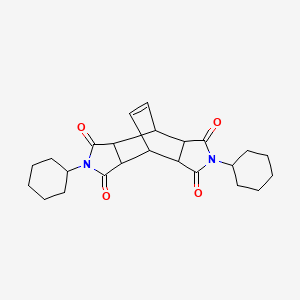 molecular formula C24H30N2O4 B4990048 4,10-dicyclohexyl-4,10-diazatetracyclo[5.5.2.0~2,6~.0~8,12~]tetradec-13-ene-3,5,9,11-tetrone CAS No. 6371-25-1