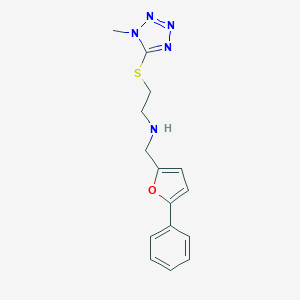 2-[(1-methyl-1H-tetrazol-5-yl)sulfanyl]-N-[(5-phenylfuran-2-yl)methyl]ethanamine