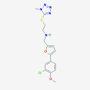 molecular formula C16H18ClN5O2S B499010 N-{[5-(3-chloro-4-methoxyphenyl)furan-2-yl]methyl}-2-[(1-methyl-1H-tetrazol-5-yl)sulfanyl]ethanamine 