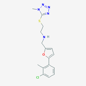 molecular formula C16H18ClN5OS B499011 N-{[5-(3-chloro-2-methylphenyl)furan-2-yl]methyl}-2-[(1-methyl-1H-tetrazol-5-yl)sulfanyl]ethanamine 