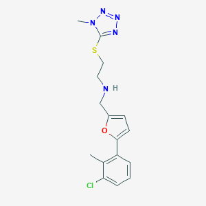 molecular formula C16H18ClN5OS B499011 {[5-(3-CHLORO-2-METHYLPHENYL)FURAN-2-YL]METHYL}({2-[(1-METHYL-1H-1,2,3,4-TETRAZOL-5-YL)SULFANYL]ETHYL})AMINE 