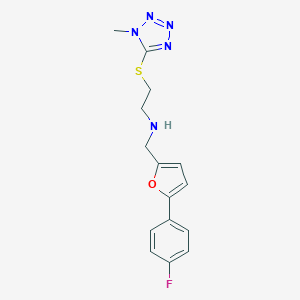 molecular formula C15H16FN5OS B499012 N-{[5-(4-fluorophenyl)furan-2-yl]methyl}-2-[(1-methyl-1H-tetrazol-5-yl)sulfanyl]ethanamine 