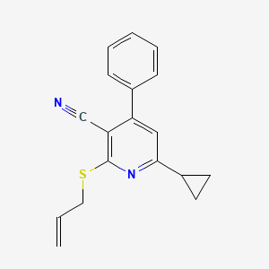 molecular formula C18H16N2S B4990121 2-(allylthio)-6-cyclopropyl-4-phenylnicotinonitrile 