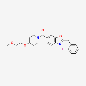 molecular formula C23H25FN2O4 B4990122 2-(2-fluorobenzyl)-6-{[4-(2-methoxyethoxy)-1-piperidinyl]carbonyl}-1,3-benzoxazole 