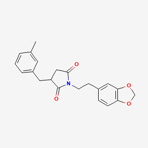molecular formula C21H21NO4 B4990127 1-[2-(1,3-benzodioxol-5-yl)ethyl]-3-(3-methylbenzyl)-2,5-pyrrolidinedione 