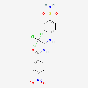 molecular formula C15H13Cl3N4O5S B4990137 N-(1-{[4-(aminosulfonyl)phenyl]amino}-2,2,2-trichloroethyl)-4-nitrobenzamide CAS No. 284664-28-4