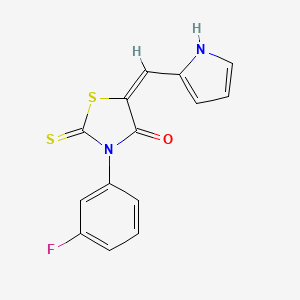 molecular formula C14H9FN2OS2 B4990186 3-(3-fluorophenyl)-5-(1H-pyrrol-2-ylmethylene)-2-thioxo-1,3-thiazolidin-4-one 