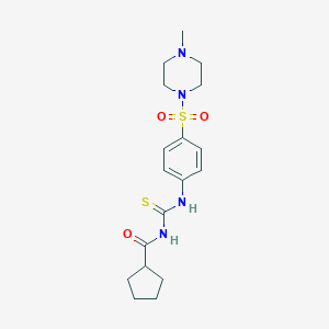 molecular formula C18H26N4O3S2 B499019 N-[({4-[(4-methyl-1-piperazinyl)sulfonyl]phenyl}amino)carbonothioyl]cyclopentanecarboxamide CAS No. 718604-22-9
