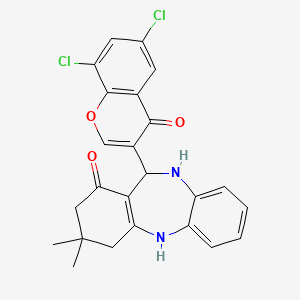 molecular formula C24H20Cl2N2O3 B4990210 11-(6,8-dichloro-4-oxo-4H-chromen-3-yl)-3,3-dimethyl-2,3,4,5,10,11-hexahydro-1H-dibenzo[b,e][1,4]diazepin-1-one 