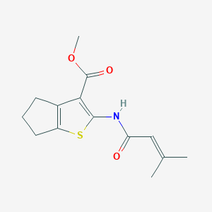 molecular formula C14H17NO3S B4990223 methyl 2-[(3-methyl-2-butenoyl)amino]-5,6-dihydro-4H-cyclopenta[b]thiophene-3-carboxylate 