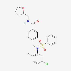 molecular formula C26H27ClN2O4S B4990243 4-{[(5-chloro-2-methylphenyl)(phenylsulfonyl)amino]methyl}-N-(tetrahydro-2-furanylmethyl)benzamide 