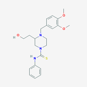 molecular formula C22H29N3O3S B499027 4-(3,4-dimethoxybenzyl)-3-(2-hydroxyethyl)-N-phenyl-1-piperazinecarbothioamide CAS No. 780821-34-3