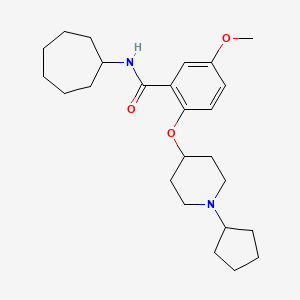molecular formula C25H38N2O3 B4990276 N-cycloheptyl-2-[(1-cyclopentyl-4-piperidinyl)oxy]-5-methoxybenzamide 