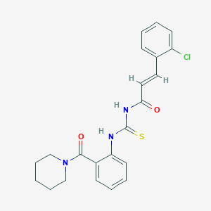 molecular formula C22H22ClN3O2S B499029 N-[3-(2-chlorophenyl)acryloyl]-N'-[2-(1-piperidinylcarbonyl)phenyl]thiourea 