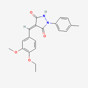 molecular formula C20H20N2O4 B4990306 4-(4-ethoxy-3-methoxybenzylidene)-1-(4-methylphenyl)-3,5-pyrazolidinedione 