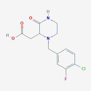 molecular formula C13H14ClFN2O3 B499036 2-[1-[(4-Chloro-3-fluorophenyl)methyl]-3-oxopiperazin-2-yl]acetic acid CAS No. 1033600-01-9