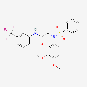 molecular formula C23H21F3N2O5S B4990374 N~2~-(3,4-dimethoxyphenyl)-N~2~-(phenylsulfonyl)-N~1~-[3-(trifluoromethyl)phenyl]glycinamide 