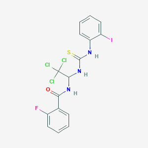 2-fluoro-N-[2,2,2-trichloro-1-({[(2-iodophenyl)amino]carbonothioyl}amino)ethyl]benzamide