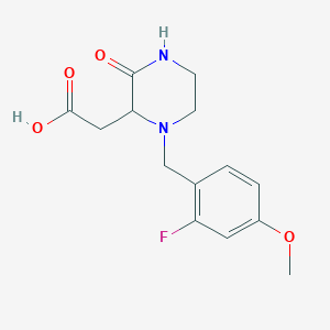 molecular formula C14H17FN2O4 B499038 [1-(2-Fluoro-4-methoxybenzyl)-3-oxo-2-piperazinyl]acetic acid 