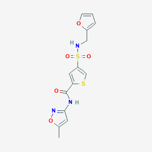 molecular formula C14H13N3O5S2 B4990394 4-{[(2-furylmethyl)amino]sulfonyl}-N-(5-methyl-3-isoxazolyl)-2-thiophenecarboxamide 