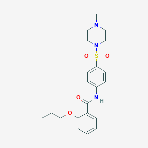 molecular formula C21H27N3O4S B499044 N-{4-[(4-methyl-1-piperazinyl)sulfonyl]phenyl}-2-propoxybenzamide 