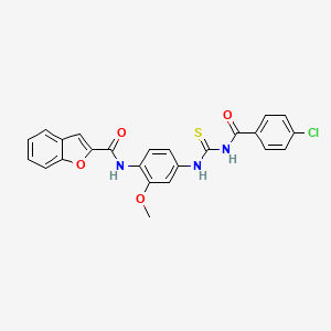 molecular formula C24H18ClN3O4S B4990462 N-[4-({[(4-chlorobenzoyl)amino]carbonothioyl}amino)-2-methoxyphenyl]-1-benzofuran-2-carboxamide 