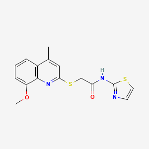 molecular formula C16H15N3O2S2 B4990470 2-[(8-methoxy-4-methyl-2-quinolinyl)thio]-N-1,3-thiazol-2-ylacetamide 