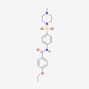 molecular formula C20H25N3O4S B499049 4-ethoxy-N-{4-[(4-methyl-1-piperazinyl)sulfonyl]phenyl}benzamide 