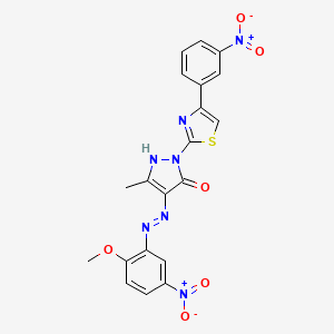 molecular formula C20H15N7O6S B4990499 3-methyl-1-[4-(3-nitrophenyl)-1,3-thiazol-2-yl]-1H-pyrazole-4,5-dione 4-[(2-methoxy-5-nitrophenyl)hydrazone] 
