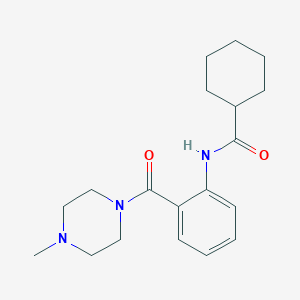 molecular formula C19H27N3O2 B499052 N-{2-[(4-methyl-1-piperazinyl)carbonyl]phenyl}cyclohexanecarboxamide 