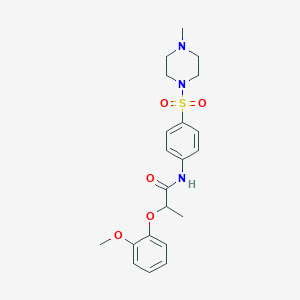 molecular formula C21H27N3O5S B499054 2-(2-methoxyphenoxy)-N-{4-[(4-methyl-1-piperazinyl)sulfonyl]phenyl}propanamide 