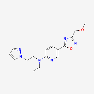 molecular formula C16H20N6O2 B4990541 N-ethyl-5-[3-(methoxymethyl)-1,2,4-oxadiazol-5-yl]-N-[2-(1H-pyrazol-1-yl)ethyl]-2-pyridinamine 