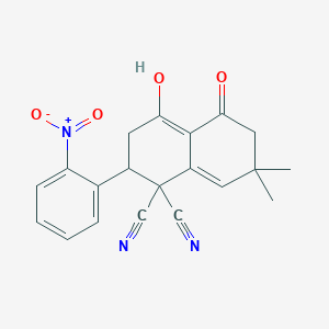 molecular formula C20H17N3O4 B4990554 4-hydroxy-7,7-dimethyl-2-(2-nitrophenyl)-5-oxo-3,5,6,7-tetrahydro-1,1(2H)-naphthalenedicarbonitrile 