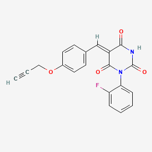 molecular formula C20H13FN2O4 B4990562 1-(2-fluorophenyl)-5-[4-(2-propyn-1-yloxy)benzylidene]-2,4,6(1H,3H,5H)-pyrimidinetrione 