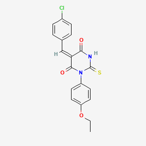 molecular formula C19H15ClN2O3S B4990579 5-(4-chlorobenzylidene)-1-(4-ethoxyphenyl)-2-thioxodihydro-4,6(1H,5H)-pyrimidinedione 