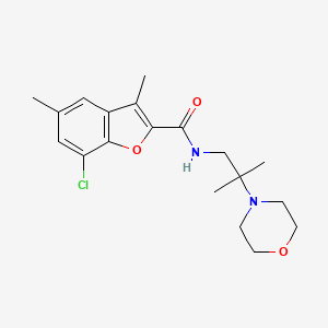 molecular formula C19H25ClN2O3 B4990626 7-chloro-3,5-dimethyl-N-[2-methyl-2-(4-morpholinyl)propyl]-1-benzofuran-2-carboxamide 