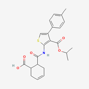 molecular formula C23H25NO5S B4990631 6-({[3-(isopropoxycarbonyl)-4-(4-methylphenyl)-2-thienyl]amino}carbonyl)-3-cyclohexene-1-carboxylic acid 