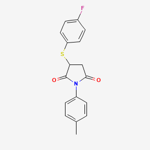 molecular formula C17H14FNO2S B4990634 3-[(4-fluorophenyl)thio]-1-(4-methylphenyl)-2,5-pyrrolidinedione 