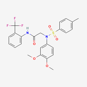molecular formula C24H23F3N2O5S B4990647 N~2~-(3,4-dimethoxyphenyl)-N~2~-[(4-methylphenyl)sulfonyl]-N~1~-[2-(trifluoromethyl)phenyl]glycinamide 
