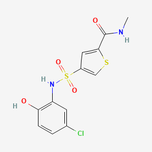 molecular formula C12H11ClN2O4S2 B4990652 4-{[(5-chloro-2-hydroxyphenyl)amino]sulfonyl}-N-methyl-2-thiophenecarboxamide 