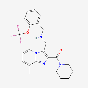 molecular formula C23H25F3N4O2 B4990685 1-[8-methyl-2-(1-piperidinylcarbonyl)imidazo[1,2-a]pyridin-3-yl]-N-[2-(trifluoromethoxy)benzyl]methanamine 